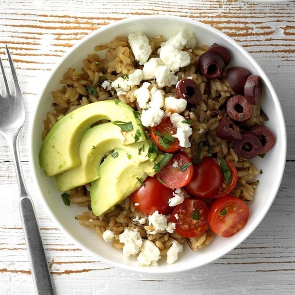 Greek brown & wild rice bowls