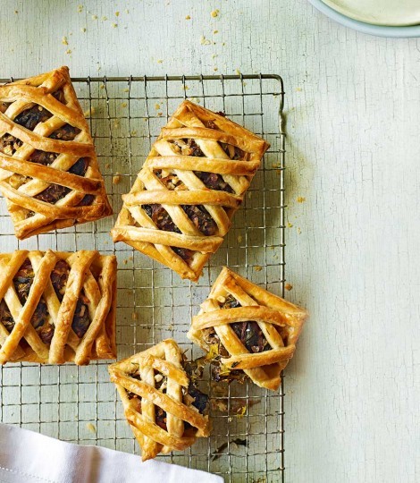 Greek cheese and veg lattice tarts