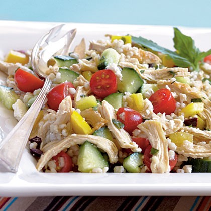 Greek chicken and barley salad