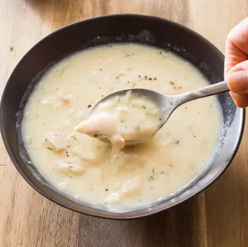 Greek chicken and rice soup with egg and lemon (Avgolemono)