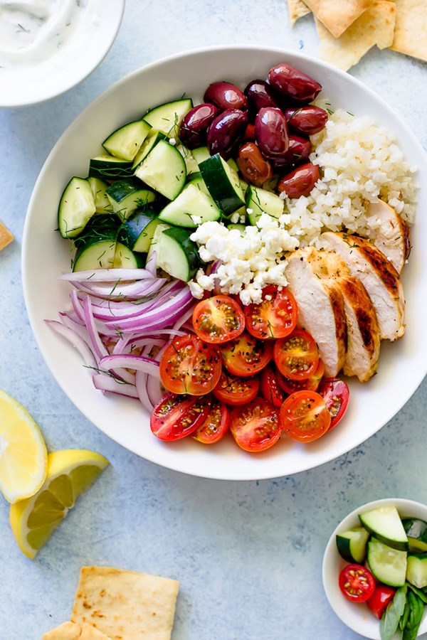 Greek chicken bowls