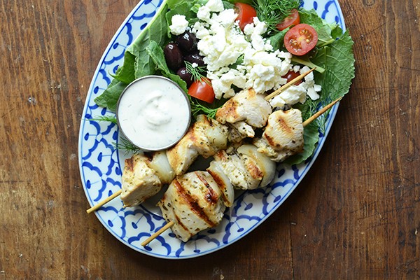 Greek chicken kebabs