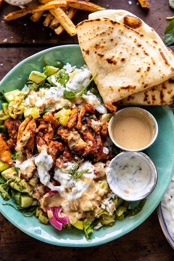 Greek chicken tzatziki bowls