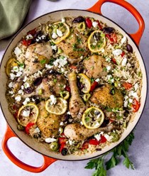 Greek chicken with rice and olives