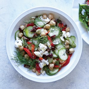 Greek cucumber and chickpea breakfast bowl