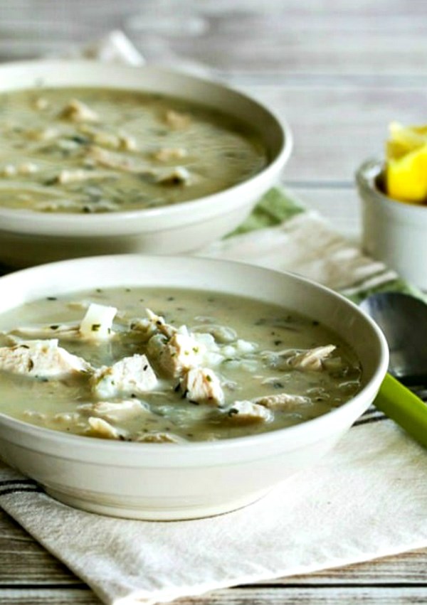 Greek egg-lemon chicken soup with rice or cauliflower rice