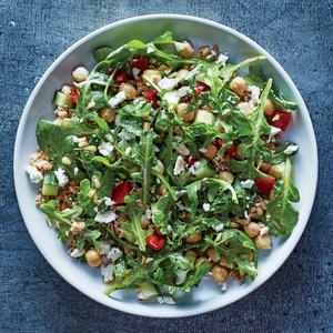 Greek farro and chickpea salad