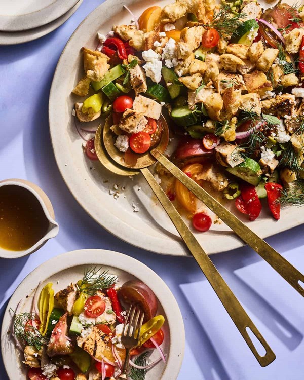 Greek grilled chicken panzanella