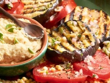 Greek grilled eggplant fillets [white bean hummus]