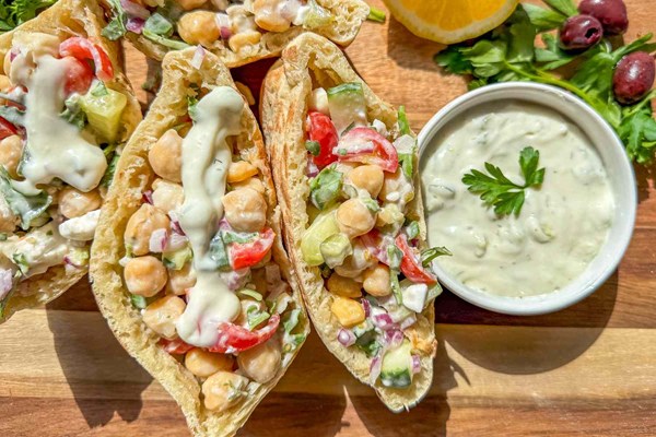 Greek-inspired pita pockets [sandwich]