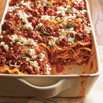 Greek lamb and feta lasagna