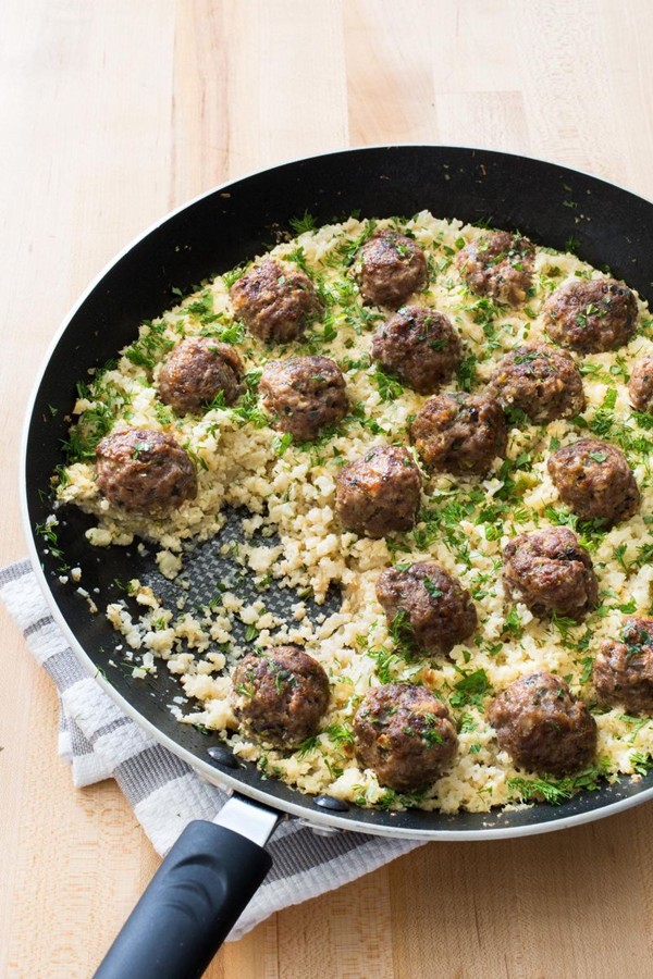 Greek lamb meatballs with cauliflower rice