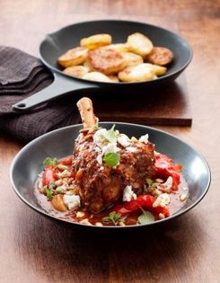 Greek lamb shanks in tomato & garlic sauce