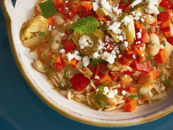 Greek lemon-mint beans and vegetables