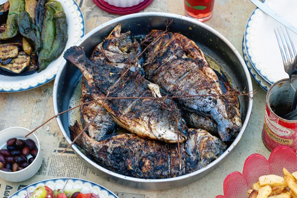 Greek marinated sea bream with skordalia