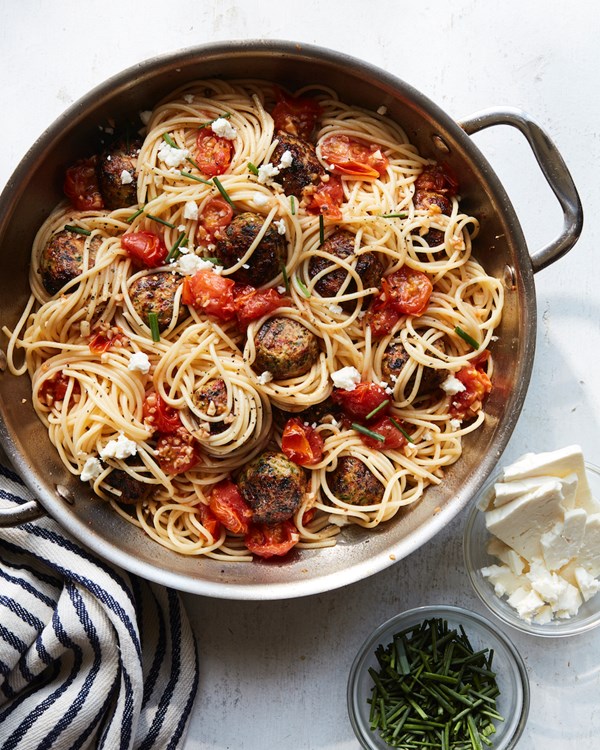 Greek meatball pasta