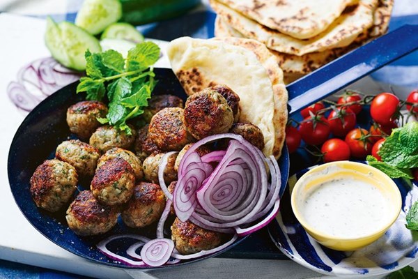 Greek meatballs (Keftedes) with two-ingredient pita