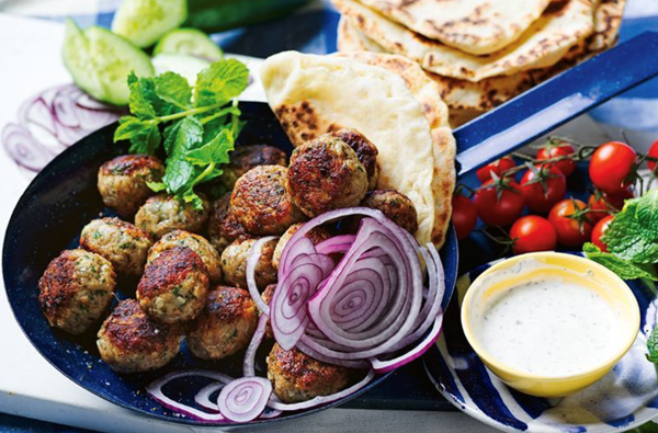 Greek meatballs (Keftedes) with two-ingredient pita