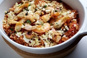 Greek millet saganaki with shrimp