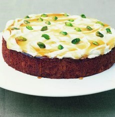Greek orange and honey syrup cake with yoghurt and pistachios