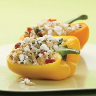 Greek orzo stuffed peppers