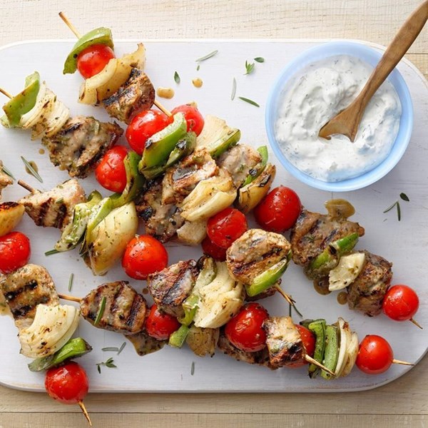 Greek ouzo pork kabobs