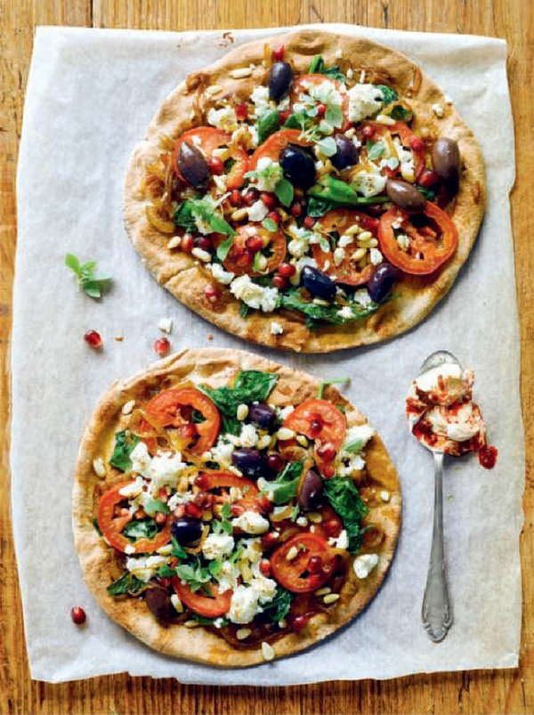 Greek pita pizzas