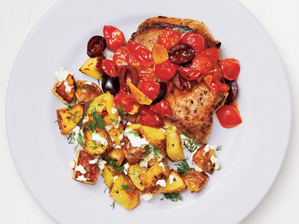 Greek pork chops with potatoes