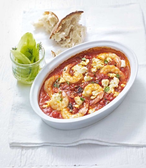 Greek prawns with quick dill pickle