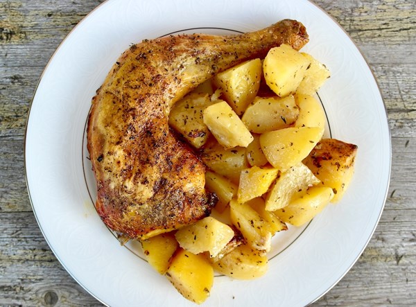 Greek roasted lemon chicken with potatoes
