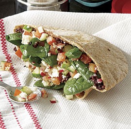 Greek salad pitas with olive-garlic tapenade