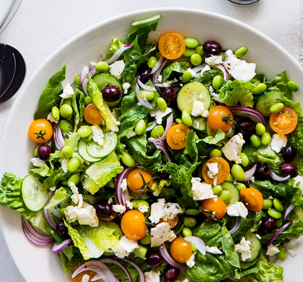 Greek salad with edamame