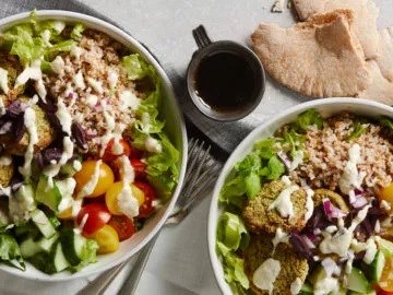 Greek salad with falafel