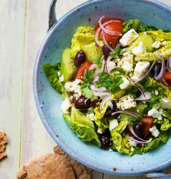 Greek salad with oregano and mint