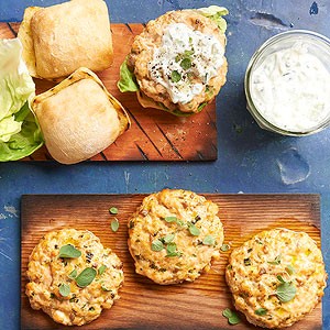 Greek salmon burgers