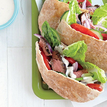 Greek-seasoned steak sandwiches