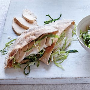Greek slaw and chicken pitas