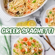 Greek spaghetti with tomatoes and feta