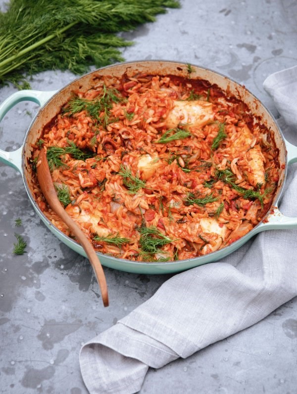 Greek squid and orzo