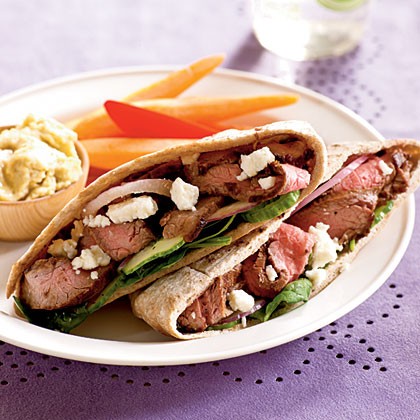 Greek steak pitas