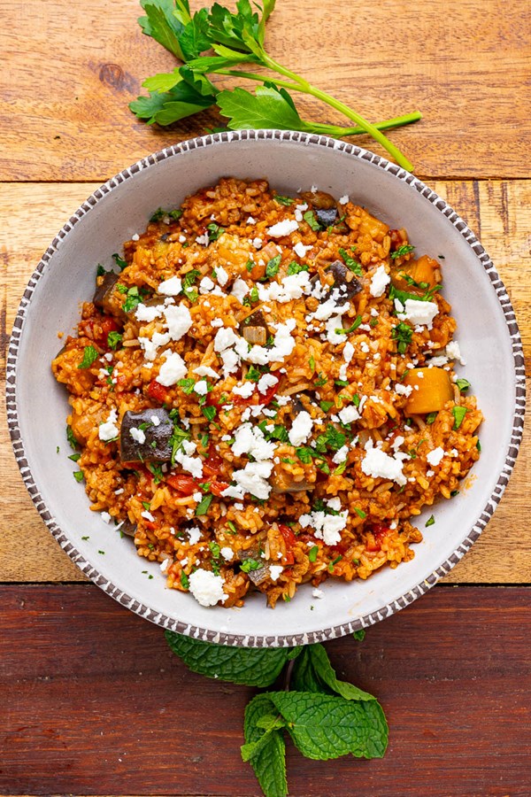 Greek style beef and eggplant rice (aka moussaka rice)