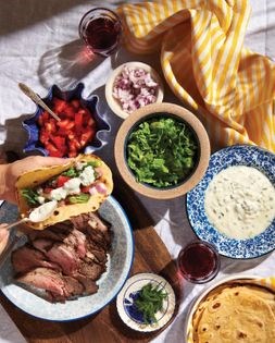 Greek-style lamb tacos