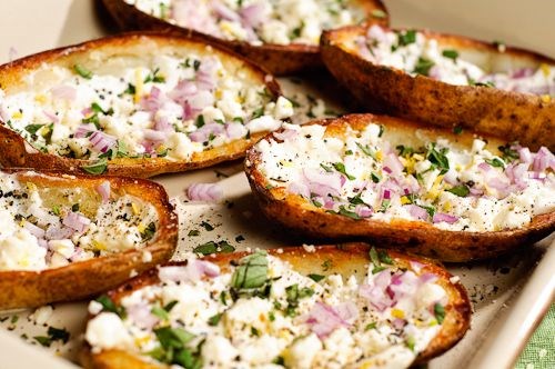 Greek-style potato skins