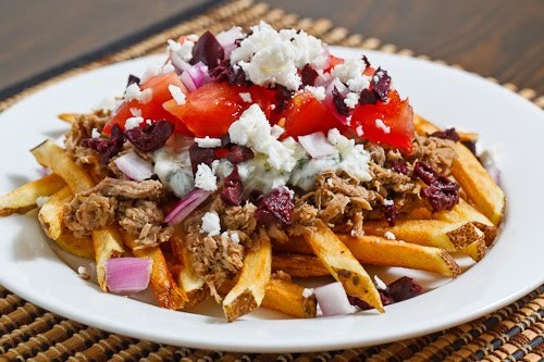 Greek style pulled lamb fries