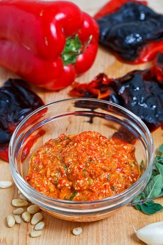 Greek style roasted red pepper pesto