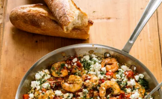 Greek-style shrimp with tomatoes and feta