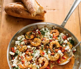 Greek-style shrimp with tomatoes and feta
