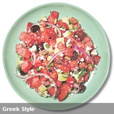 Greek style watermelon salad