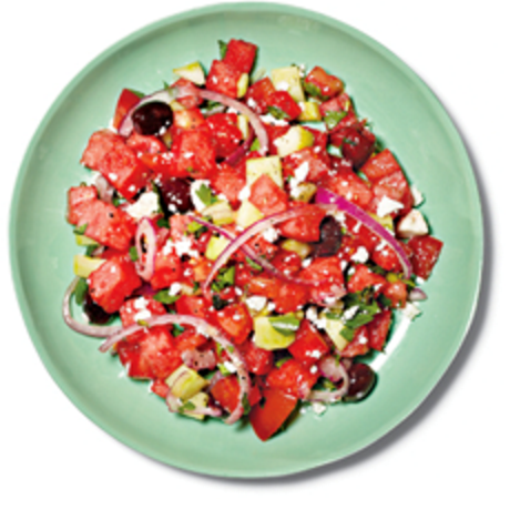 Greek style watermelon salad