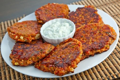Greek tomato and feta fritters (Ntomatokeftedes)